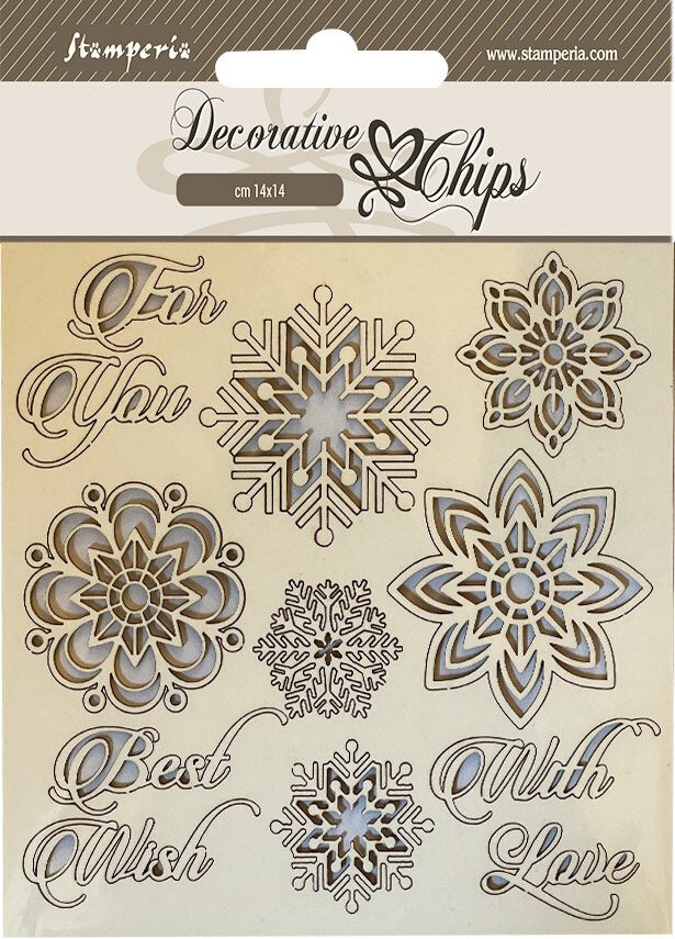 Stamperia Christmas Decorative Chips Snowflakes (SCB174)