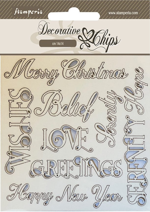 Stamperia Christmas Decorative Chips Christmas Writings (SCB181)