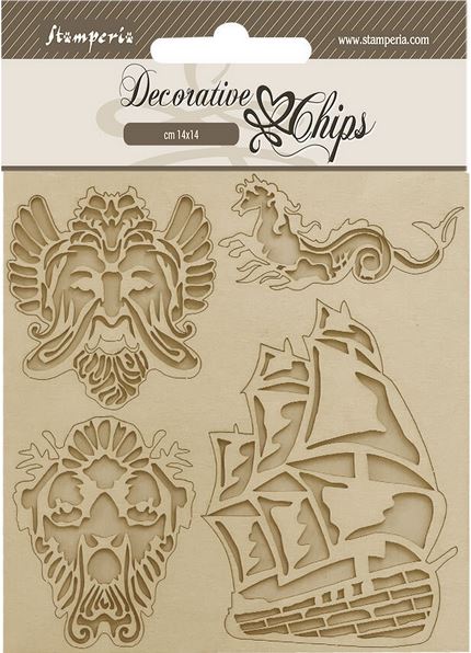 Stamperia Songs of the Sea Decorative Chips Sailing Ship (SCB184)