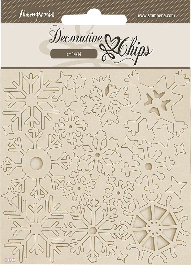 Stamperia Create Happiness Dewdrops Decorative Chips - Snowflakes  (SCB248)