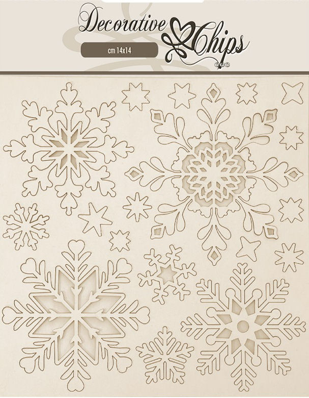 Stamperia The Owl's House Decorative Chips Snowflakes (SCB273) 