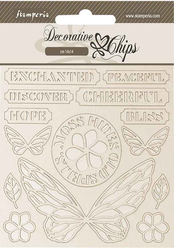 Stamperia Whispering Woods Decorative Chips - Butterfly  (SCB274) 