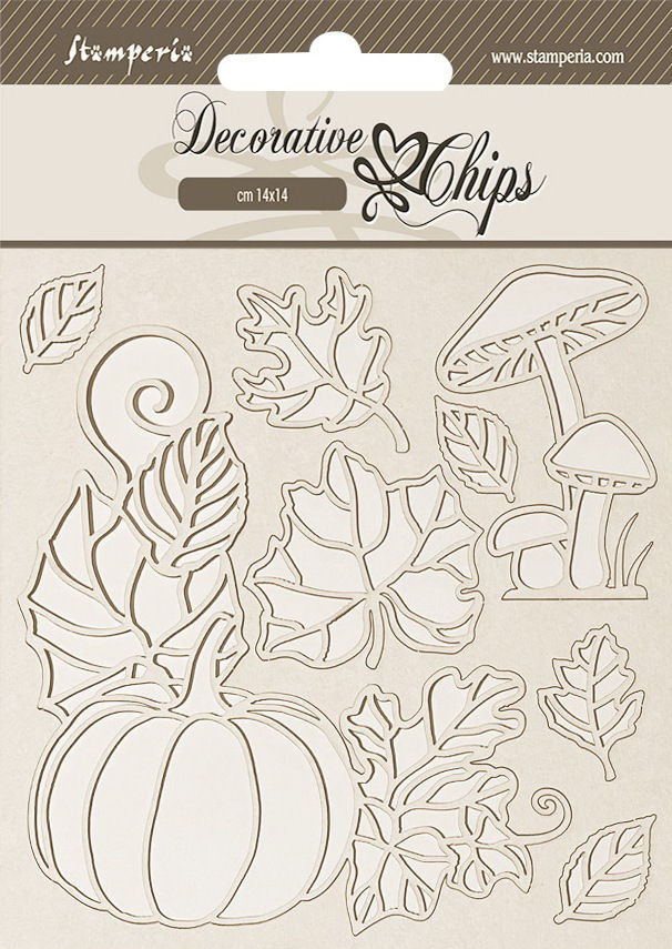 Stamperia Whispering Woods Decorative Chips - Pumpkin (SCB275) 