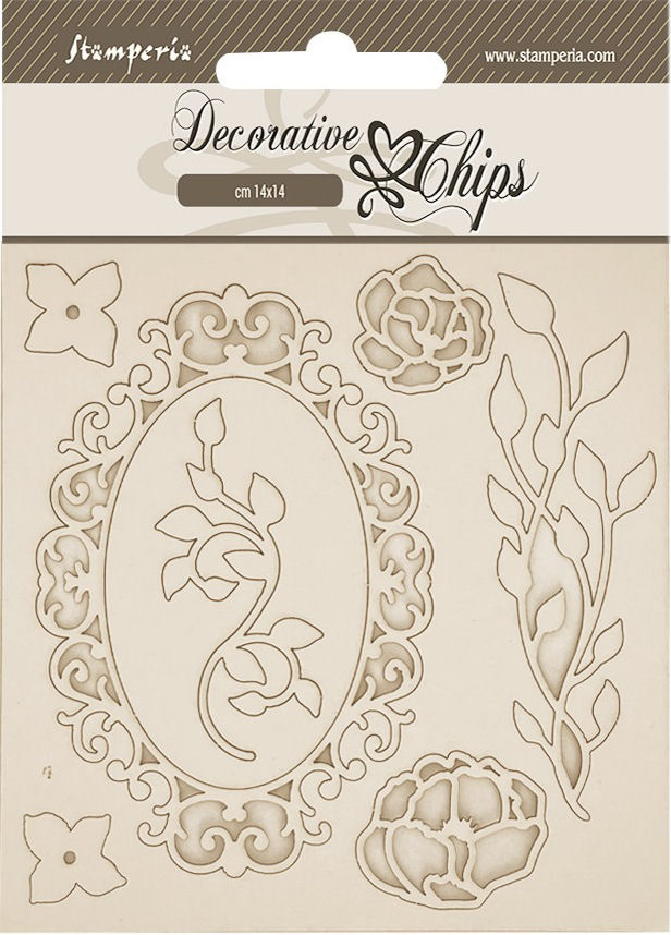 Stamperia Quiet Days Decorative Chips Frame with Flowers (SCB277) 