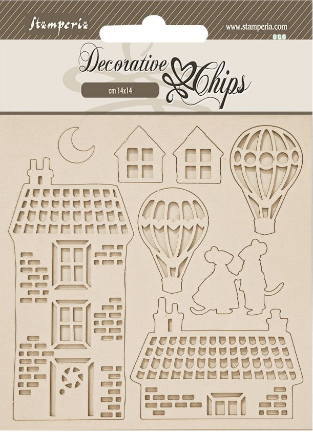 Stamperia Family Decorative Chips House and Balloons  (SCB281) 