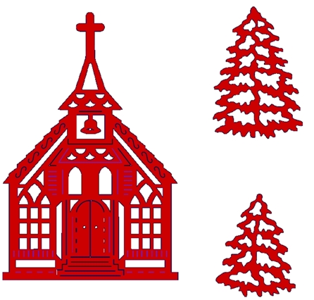 Sweet Dixie Craft Dies  - SDD195-Church and Snowy Trees