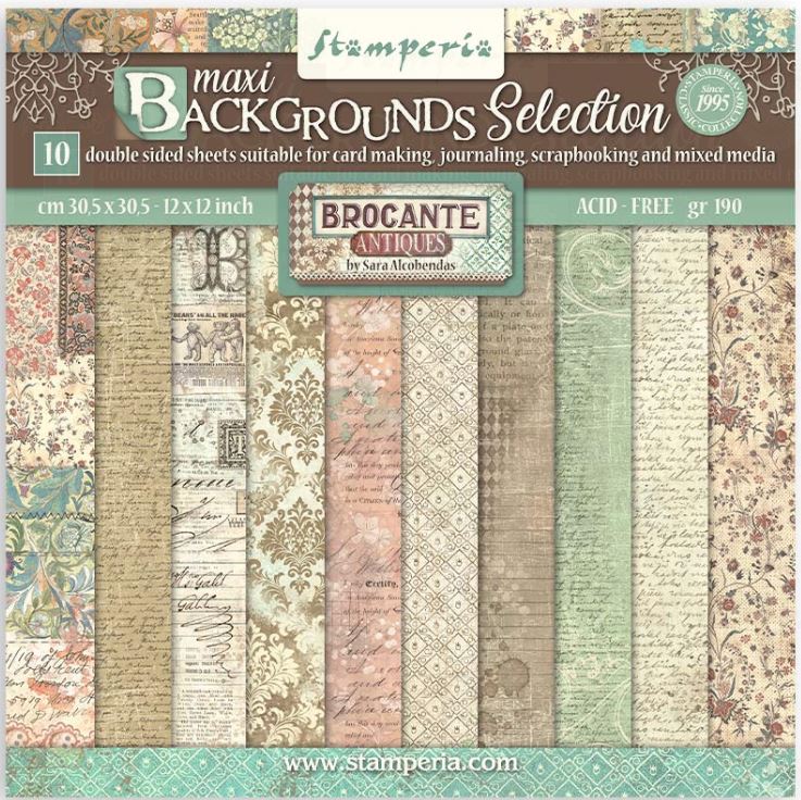 Stamperia Brocante Antiques Background 12x12 Paper Pack