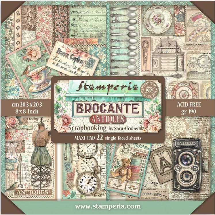 Stamperia Brocante Antiques 8x8 Inch Paper Pack (Single Face) 