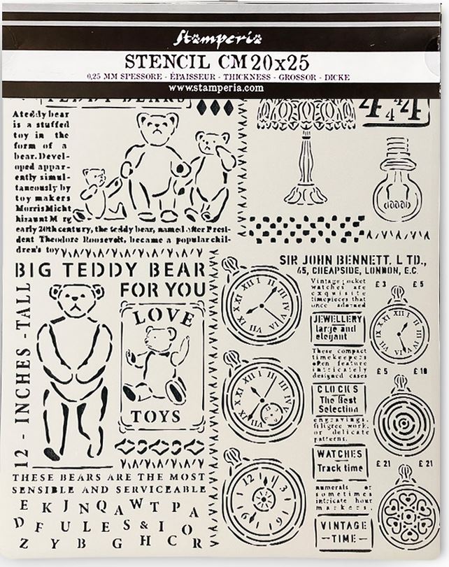 Stamperia Brocante Antiques Thick Stencil 20x25cm - Teddy Bear (KSTD159)