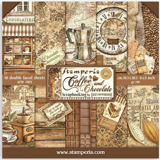 Stamperia Coffee and Chocolate 8x8 Paper Pack