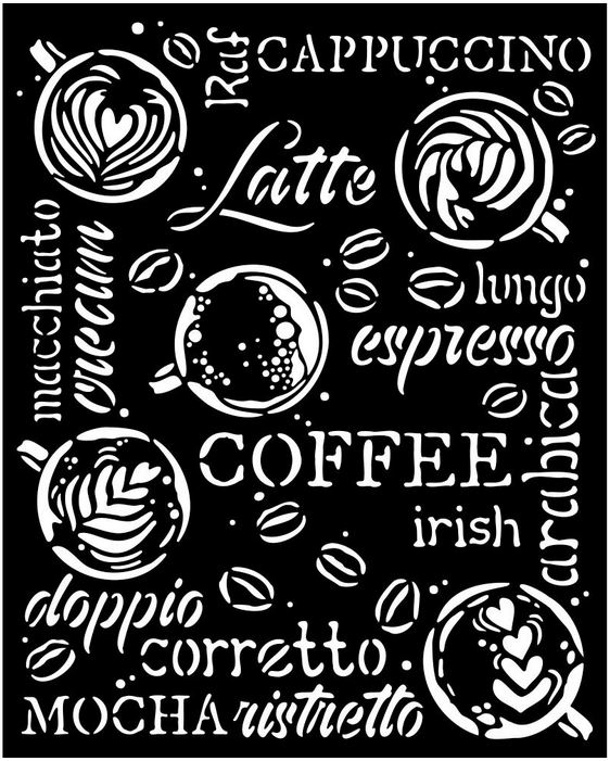Stamperia Coffee and Chocolate Thick Stencil 20x25cm - Cappuccino (KSTD151)