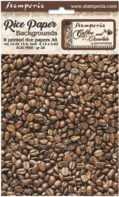 Stamperia Coffee and Chocolate A6 Rice Paper Backgrounds (8pcs) (DFSAK6012) 