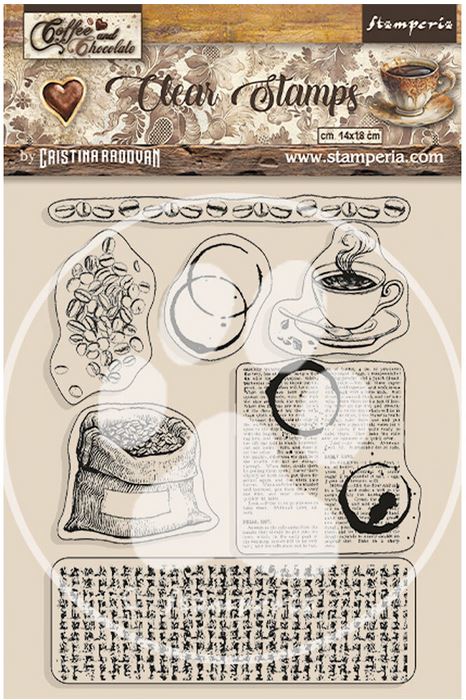 Stamperia Coffee and Chocolate Clear Stamps - Coffee Elements (WTK185)
