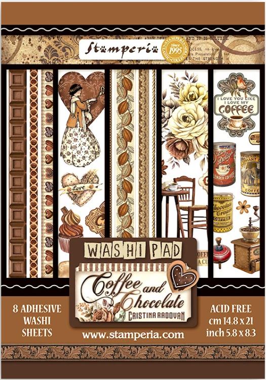 Stamperia Coffee and Chocolate A5 Washi Pad (8pcs) (SBW01) 