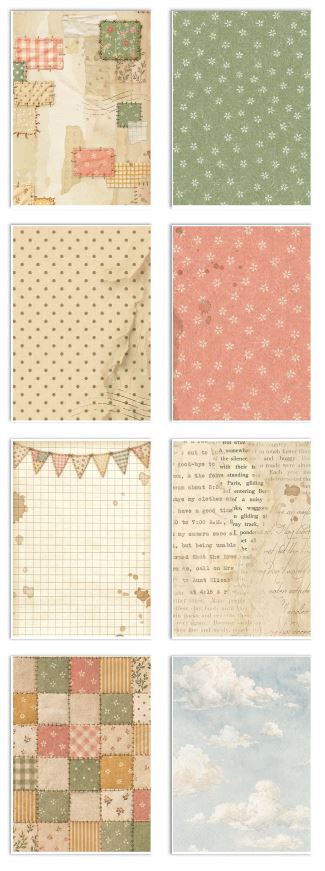 Stamperia Cozy Family A6 Rice Paper Backgrounds Selection (8pcs) (DFSAK6063) 