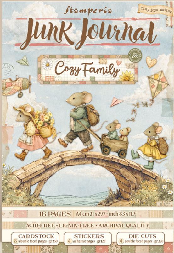 Stamperia Cozy Family Junk Journal Stickers, Backgrounds, Cut-Outs (SBJK32) 