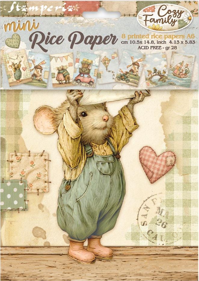 Stamperia Cozy Family A6 Mini Rice Paper Selection (8pcs) (DFSA6X14) 