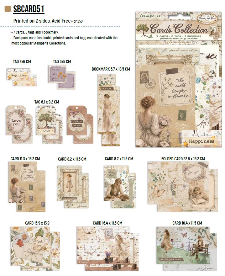 Stamperia Flowers and Poems Cards Collection (SBCARD51) 