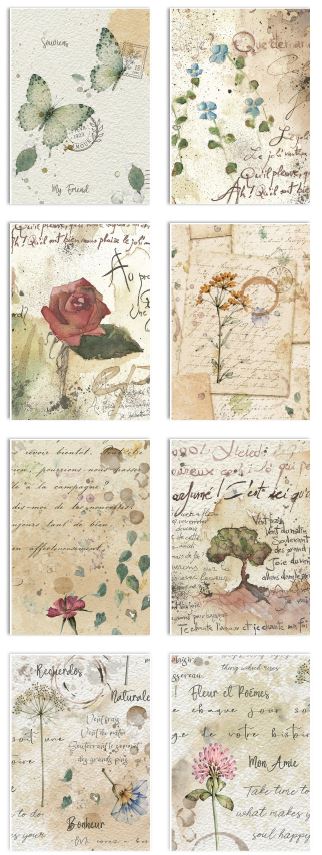 Stamperia Flowers and Poems A6 Mini Rice Paper Selection (8pcs) (DFSA6X13) 