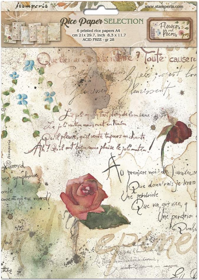 Stamperia Flowers and Poems A4 Rice Paper Selection (6pcs) (DFSA4XFP) 