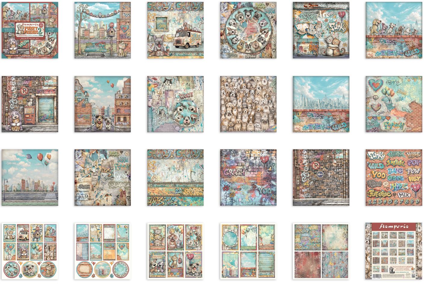 Stamperia Furry Friends 2 8x8 Inch Maxi Paper Pack (Single Face) 