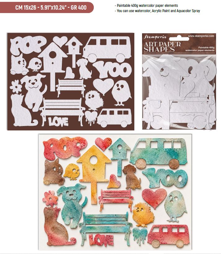 Stamperia Furry Friends 2 Art Paper Shapes Laser Cut by Antonis Tzanidakis (SBCU007) 