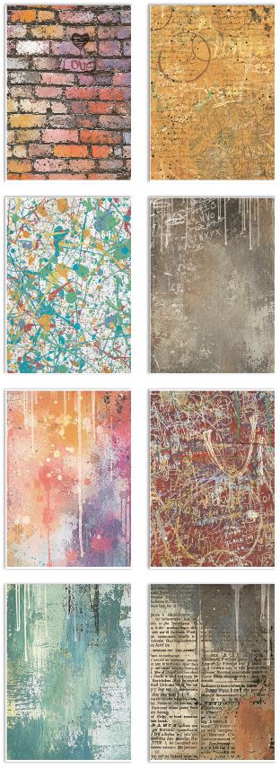Stamperia Furry Friends 2 A6 Rice Paper BACKGROUNDS Selection (8pcs) 