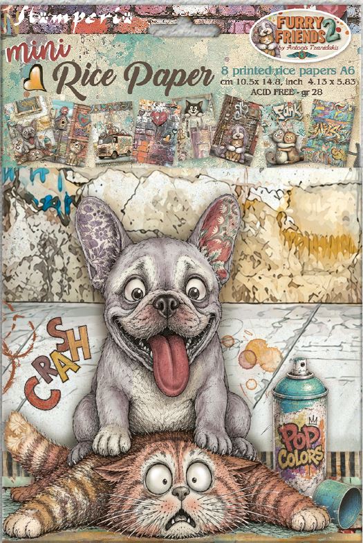 Stamperia Furry Friends 2 A6 Mini Rice Paper Selection (8pcs)