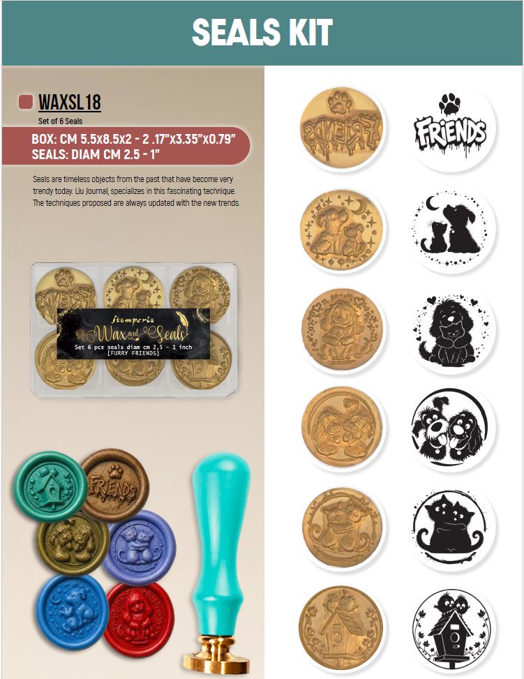 Stamperia Furry Friends 2 Wax and Seals (6 seals) by Antonis Tzanidakis (WAXSL18) 