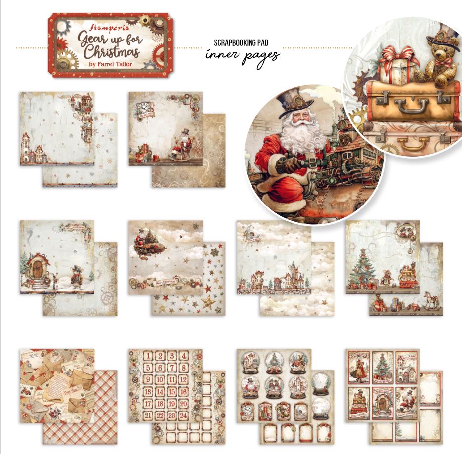Stamperia Gear Up For Christmas 12x12 Paper Pack