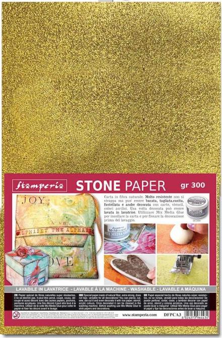 Stamperia Stone Paper A4 GOLD 