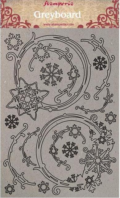 Stamperia Greyboard A4 - SNOWFLAKES AND GARLANDS (KLSPDA408) 