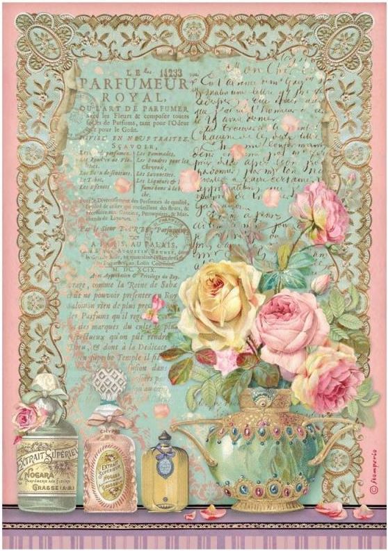 Stamperia Rose Parfum A4 Rice Paper - DFSA4735