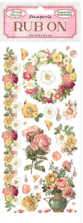 Stamperia Rose Parfum Rub-Ons -  Flowers & Garland DFLRB15