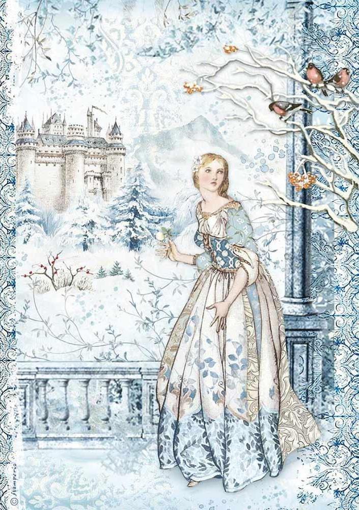 Stamperia A4 Rice Paper - WINTER TALES  FAIRY IN THE SNOW (DFSA4489)