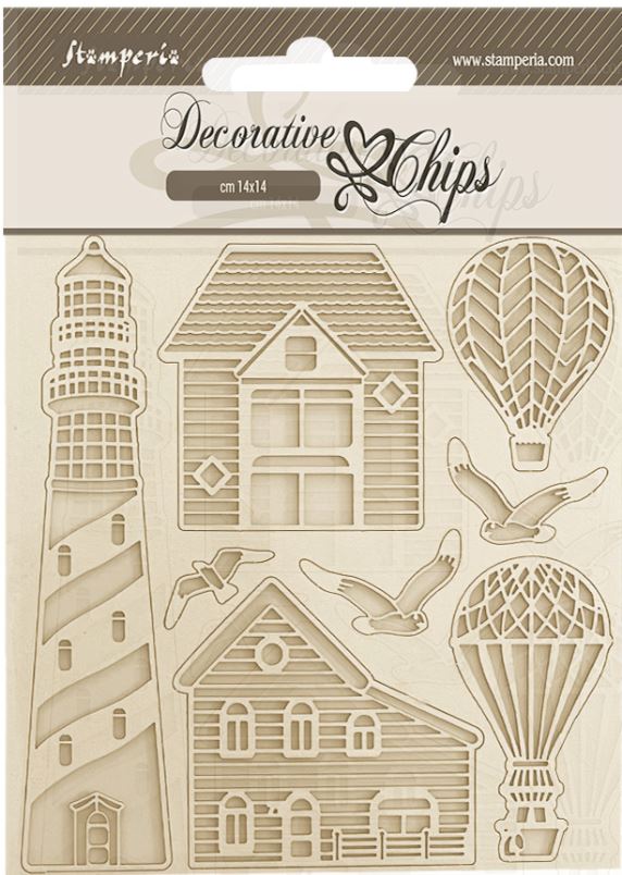 Stamperia Decorative chips cm 14x14 - Sea Land lighthouse