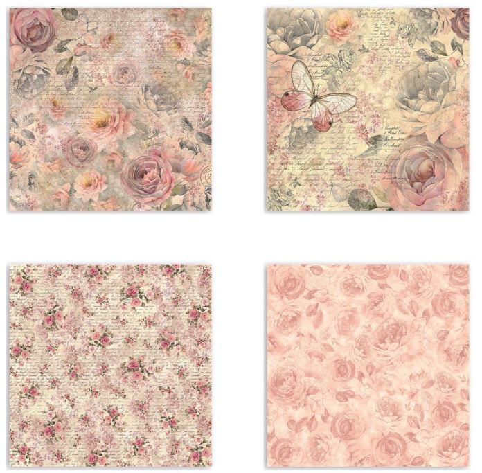 Stamperia Shabby Rose Fabric Sheets (4 Sheets)