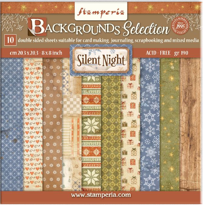 Stamperia Silent Night 8x8 Paper Pad BACKGROUNDS