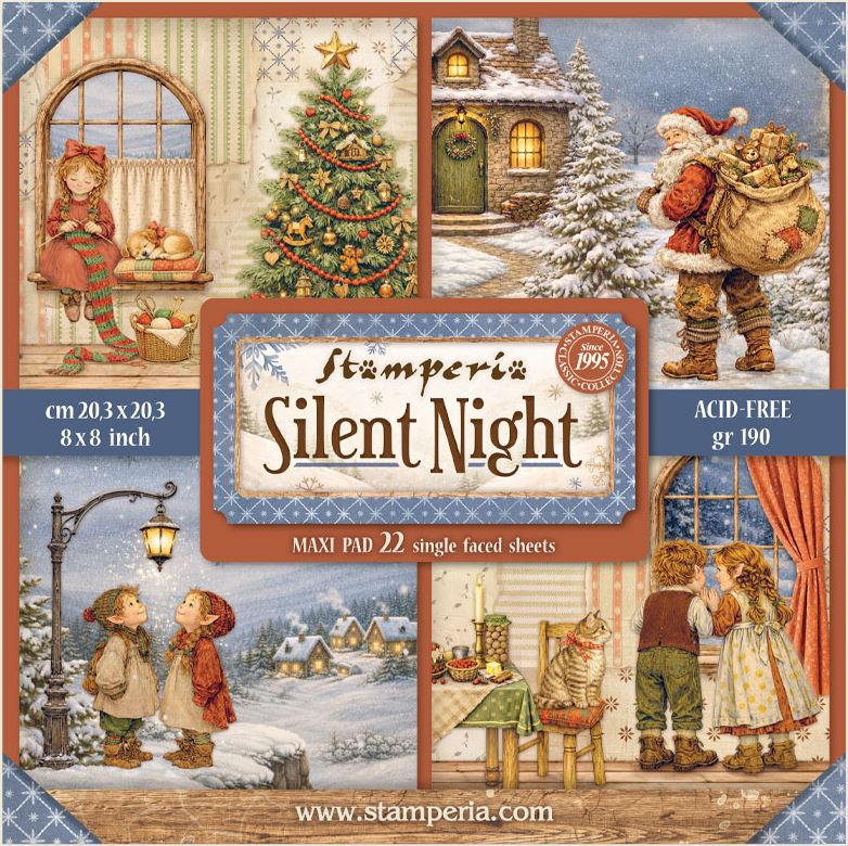 Stamperia Silent Night 8X8 Paper Pad SINGLE-FACE