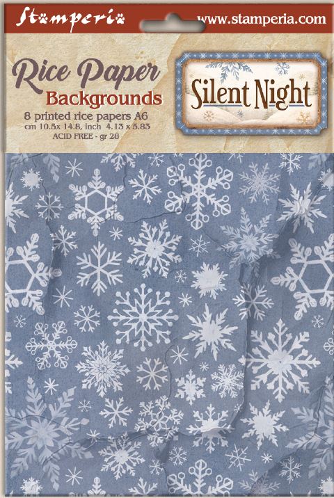 Stamperia Silent Night A6 Rice Papers BACKGROUNDS (8pcs)