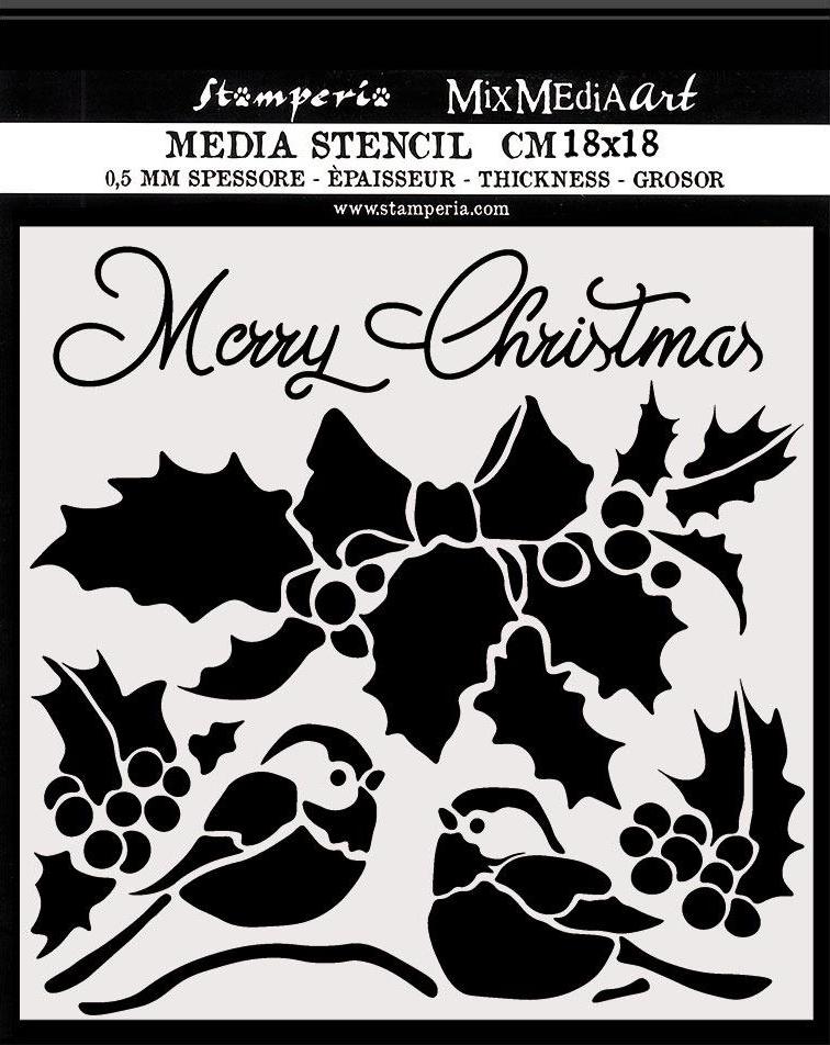Stamperia Thick Stencil 18x18cm - MERRY CHRISTMAS (KSTDQ46) 