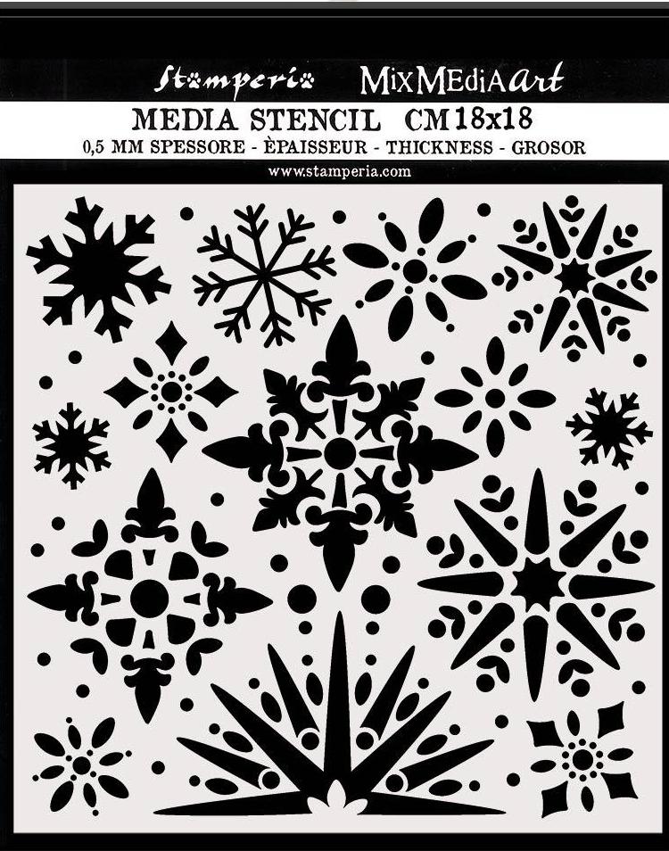 Stamperia Thick Stencil 18x18cm - SNOWFLAKES (KSTDQ49) 