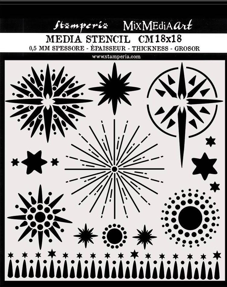 Stamperia Thick Stencil 18x18cm - STARS (KSTDQ50) 