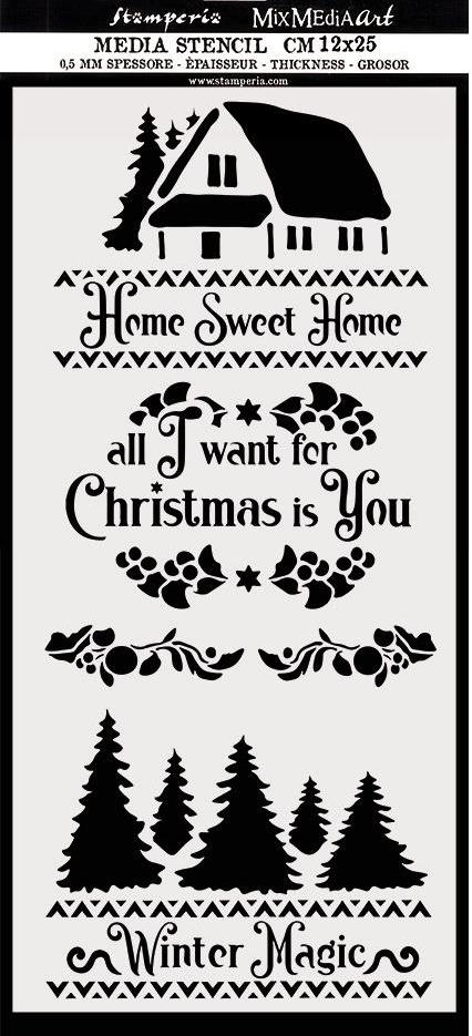 Stamperia Thick Stencil 12x25cm - WINTER MAGIC (KSTDL40) 