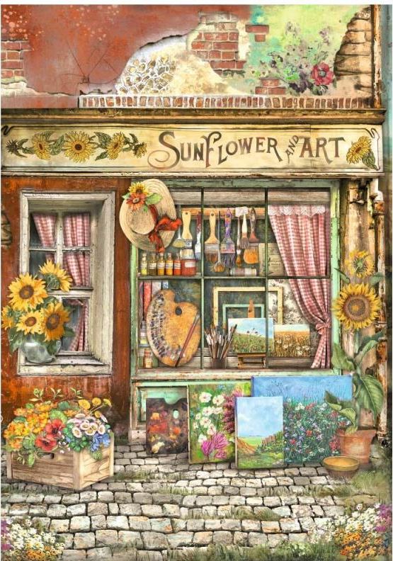 Stamperia Sunflower Art Rice Paper - Shop (DFSA4771)