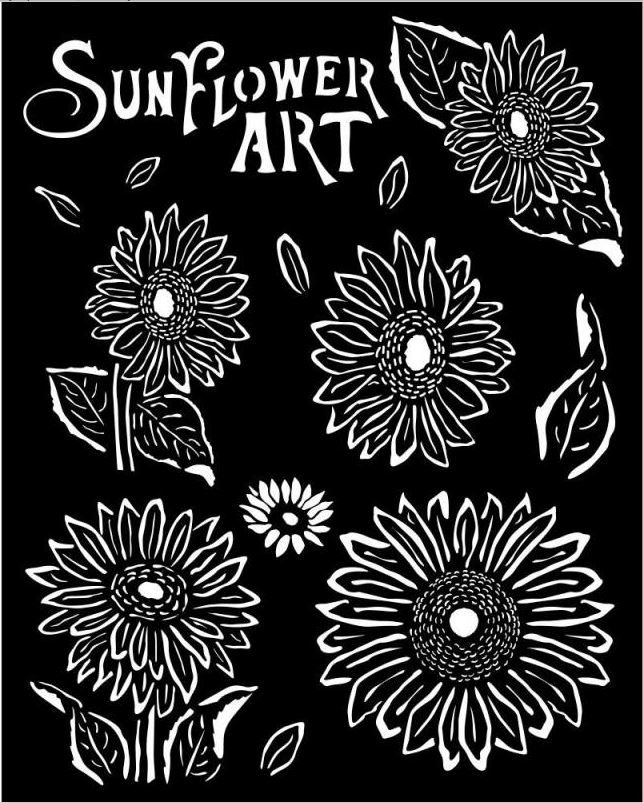 Stamperia Thick stencil cm 20x25 - Sunflower Art Sunflowers (KSTD136)