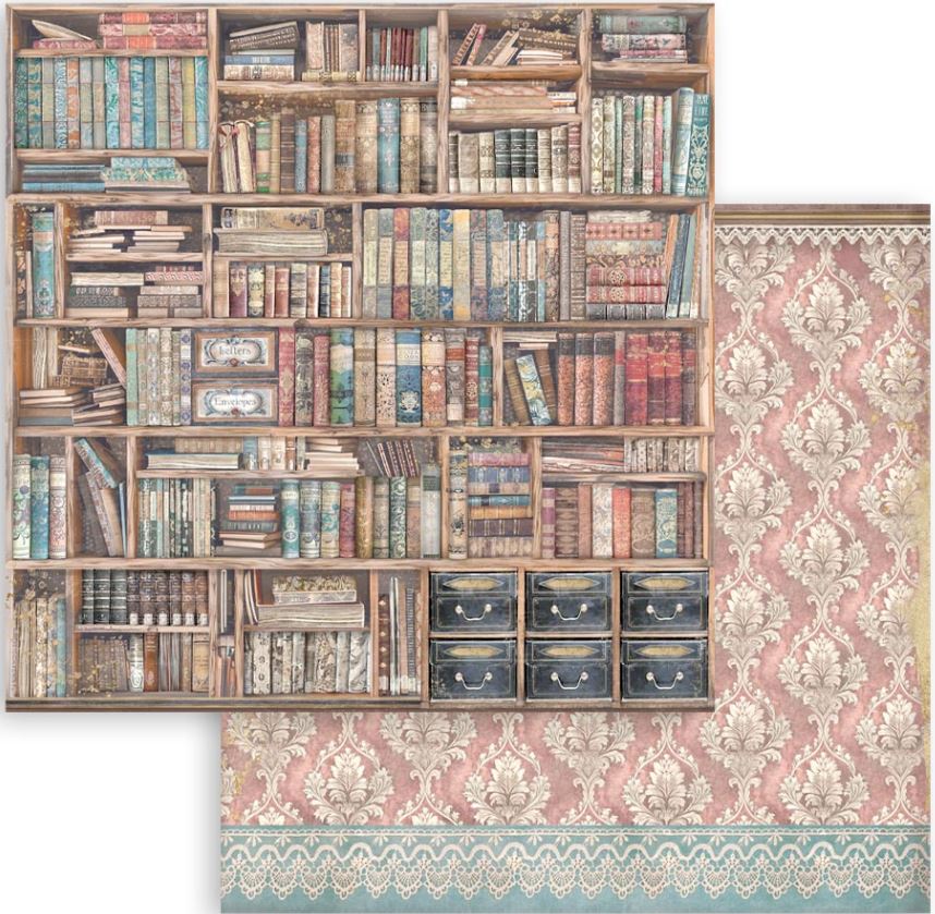 Stamperia Venice City of Art 12x12 Paper - Vintage Books (SBB1078)