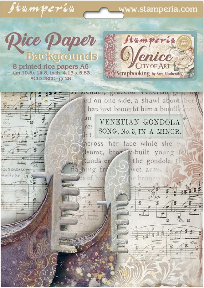 Stamperia Venice City of Art A6 Rice Paper Backgrounds (8pcs) 