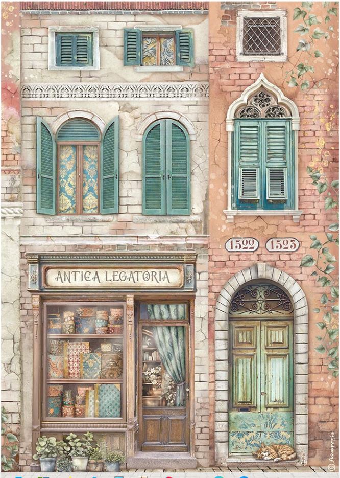 Stamperia Venice City of Art A4 Rice Paper - Antica Legatoria (DFSA41041)