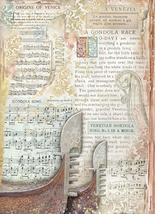 Stamperia Venice City of Art A4 Rice Paper - Gondola (DFSA41042)